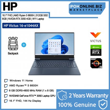 HP Victus Gaming Laptop 16-E1044AX 16.1" AMD Ryzen 5-6600H Blue 6J9E2PA#UUF 8GB DDR5, 512GB NVMe SSD, NVIDIA RTX 3050 4GB, W11 Notebook + PAV Gaming Backpack HP Victus Gaming Laptop 16-E1044AX 16.1" AMD Ryzen 5-6600H Blue 6J9E2PA#UUF 8GB DDR5, 512GB NVMe SSD, NVIDIA RTX 3050 4GB, W11 Notebook + PAV Gaming Backpack